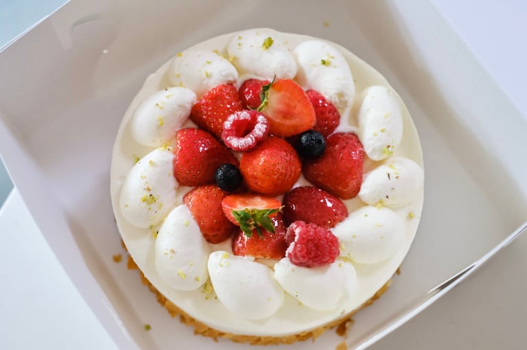 Birthday cheesecake with decorations