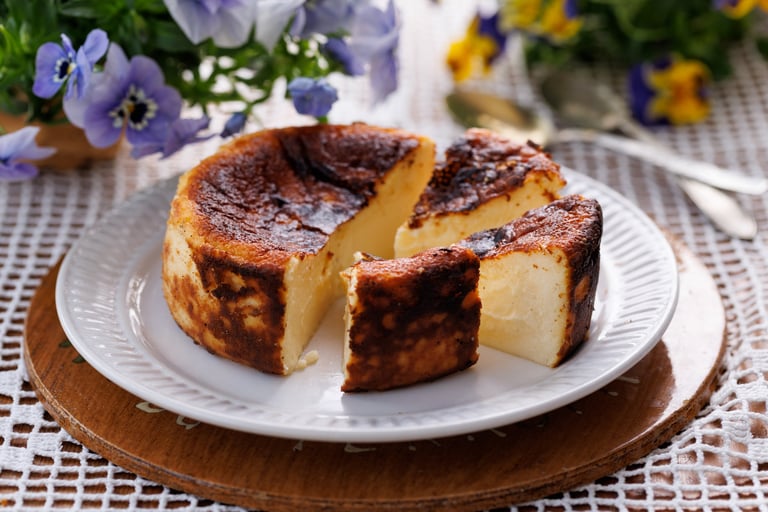 Basque cheesecake close-up